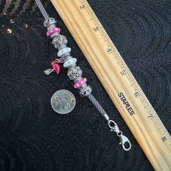 🦩 BRIGHTON CHARM BRACELET PINK/WHITE FLAMINGO CHARM - Picture 2 of 11